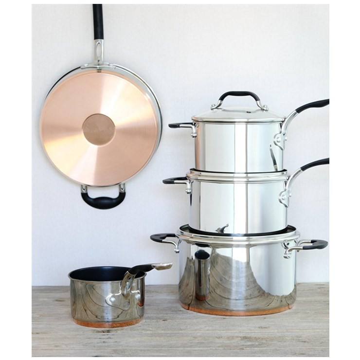 Luxury 8 pcs Manufacturer straight shape 3 layers copper core Pots And Pans Stainless Steel Cookware Set Kitchen Cooking Pot for kitchen