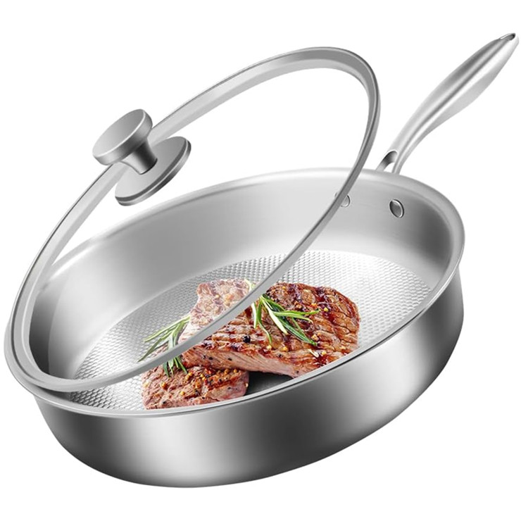 Professional Quality Custom Kitchen 18/8 Triply Stainless Steel Non Stick Frying Pan