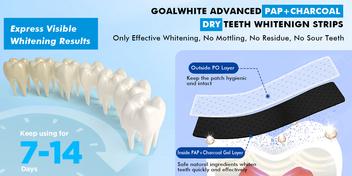 PAP+ charcoal dry teeth whitening strips 0033lw