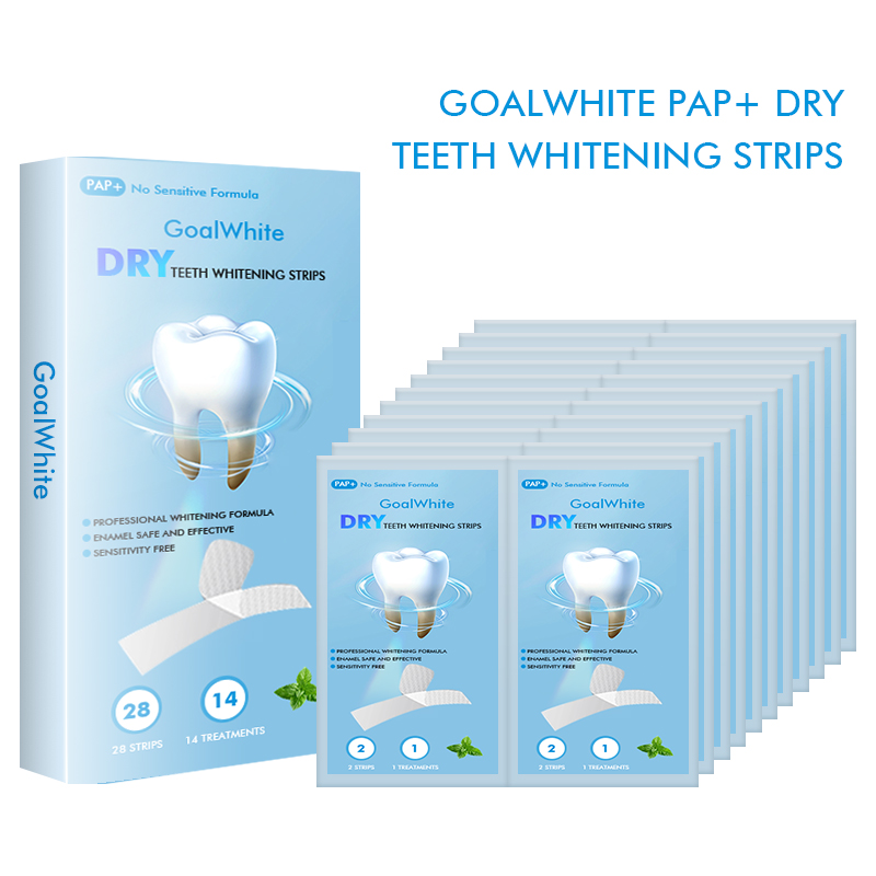 Custom Advanced 3D/5D Non-peroxide PAP+ Dry Teeth Whitening Strips With Private Box