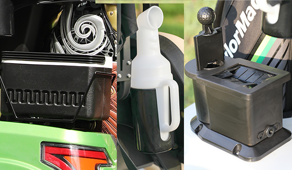 EDACAR-ゴルフカート-F2Aモデル-クーラーボックス、ゴルフボールウォッシャー、サンドボトルギブ