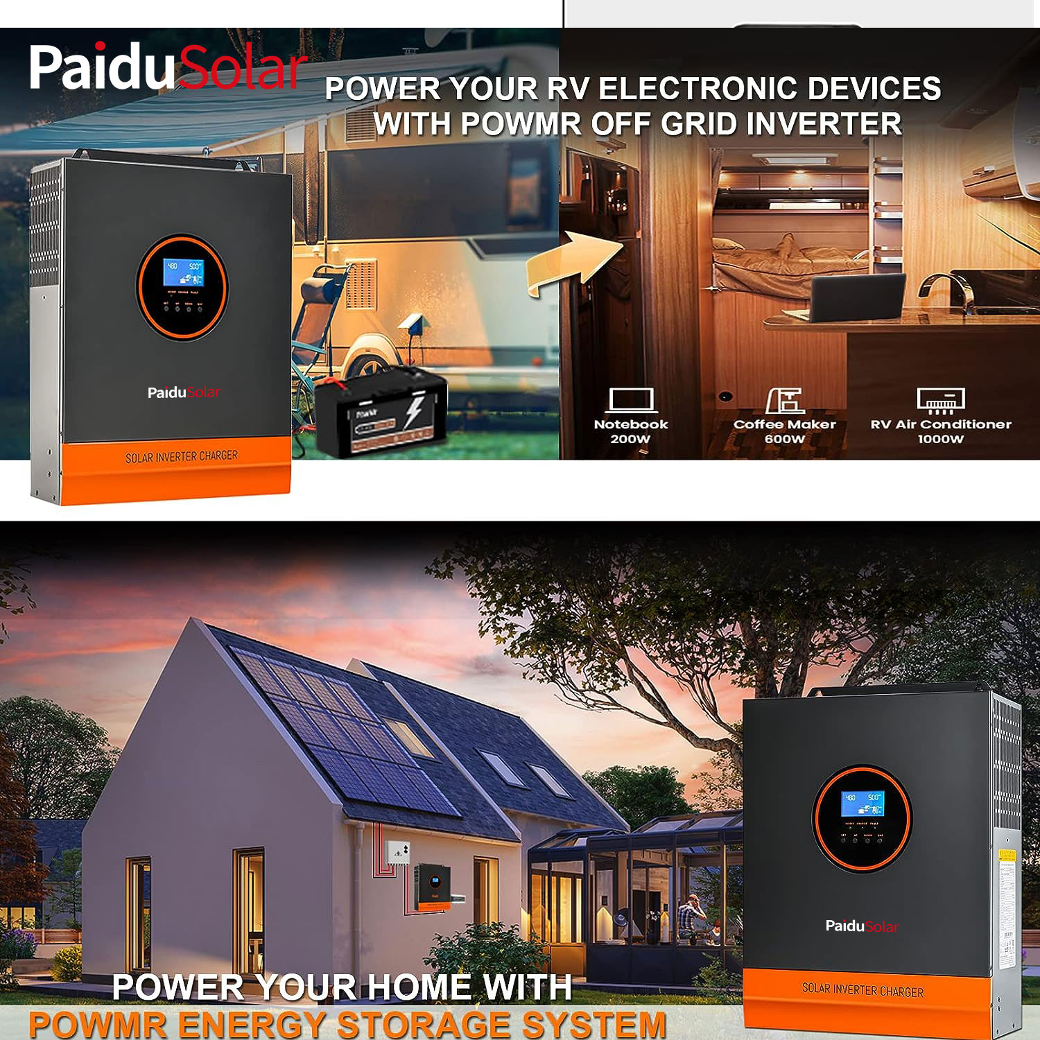 PaduSolar 5000W Solar Inverter 48V 110V Off-Grid 5KW Power Inverter ho an'ny Solar Charge_5ar7