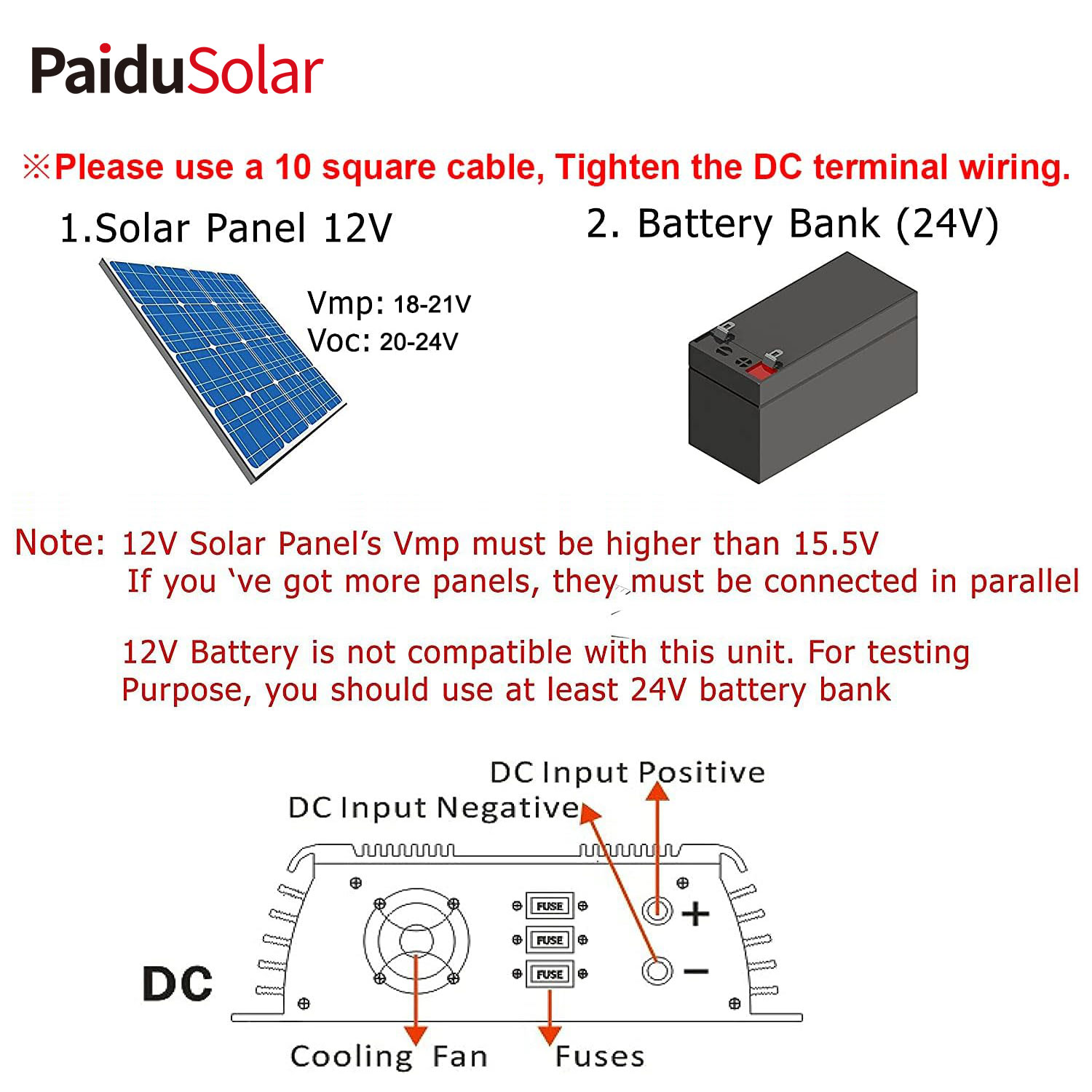 PaiduSolar 1000W Grid Tie Inverter Stackable MPPT Pure Sine Wave No 12V Solar Panel_58i9