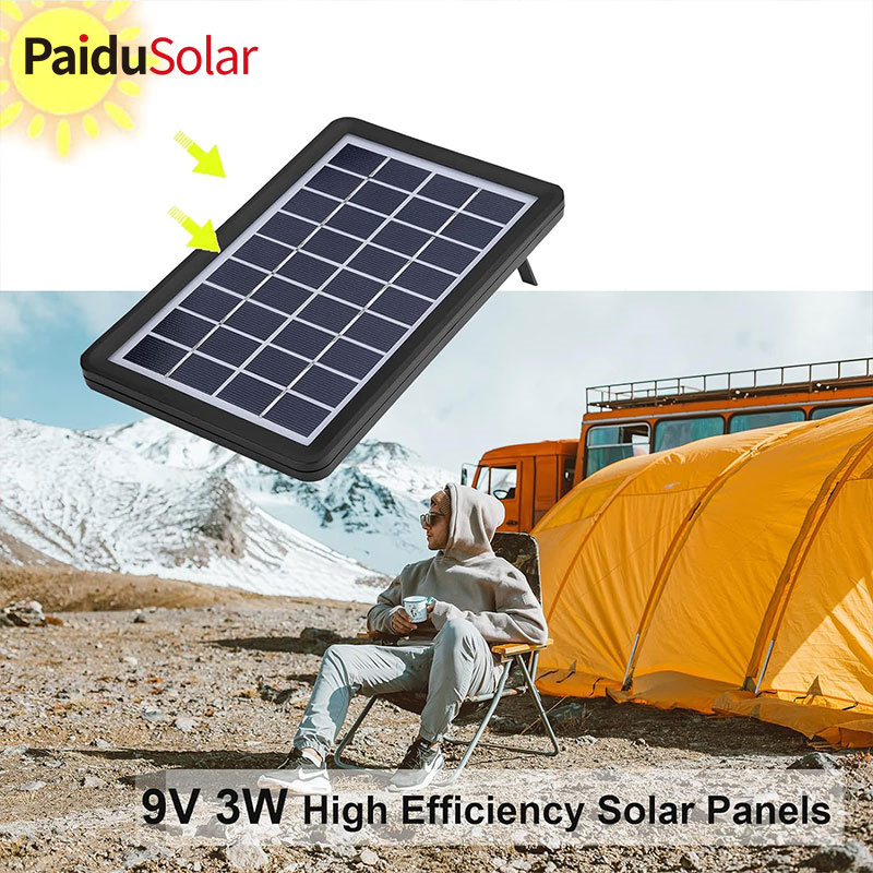 PaiduSolar Polysilicon Solar Cell Panel එළිමහන් ජල ආරක්ෂිත 9V 3W Solar Panel_7ea2