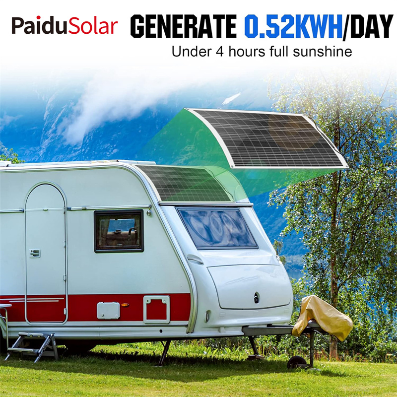 PaiduSolar 130W 12V Mono crystalline Semi-Flexible Solar Panel For Motorhome RV Caravan Camper Boats Roofs_883k