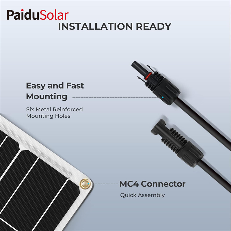 PaiduSolar Solar Panel 100W 12V Mono krystallinsk Semi-Fleksibel For Marine RV Hytte Van Car Ujevne overflater_6tnh