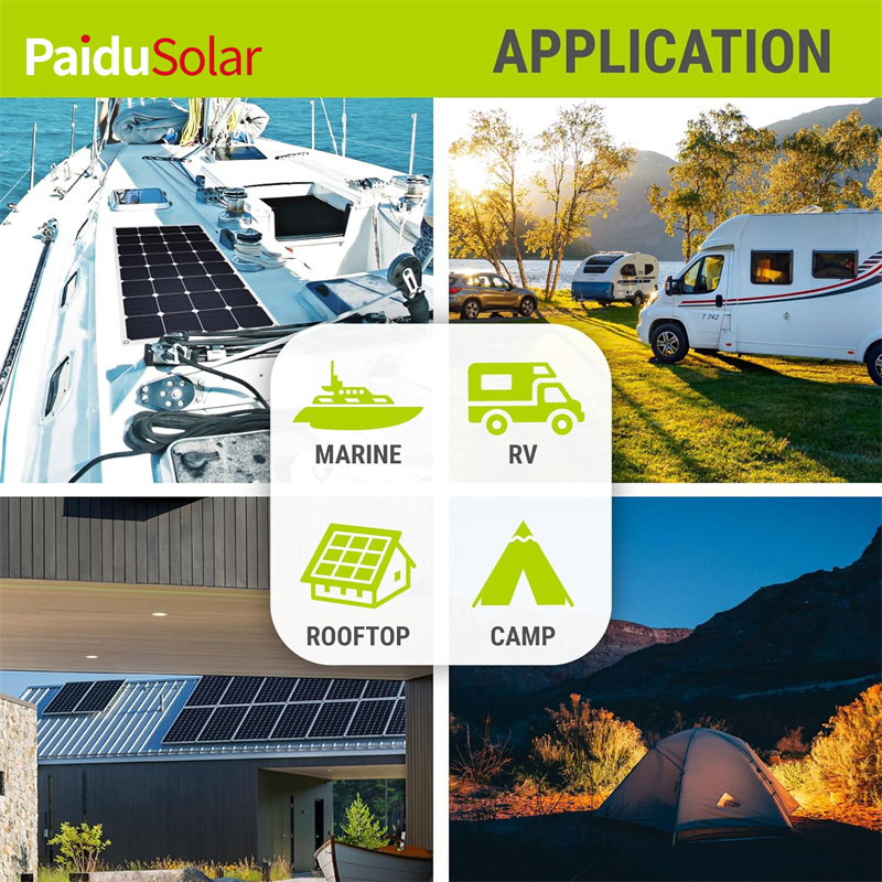PaiduSolar Solar Panel 100W 12V Semi-Flexible Bendable For Uneven Surfaces Marine RV Cabin Va_8sen