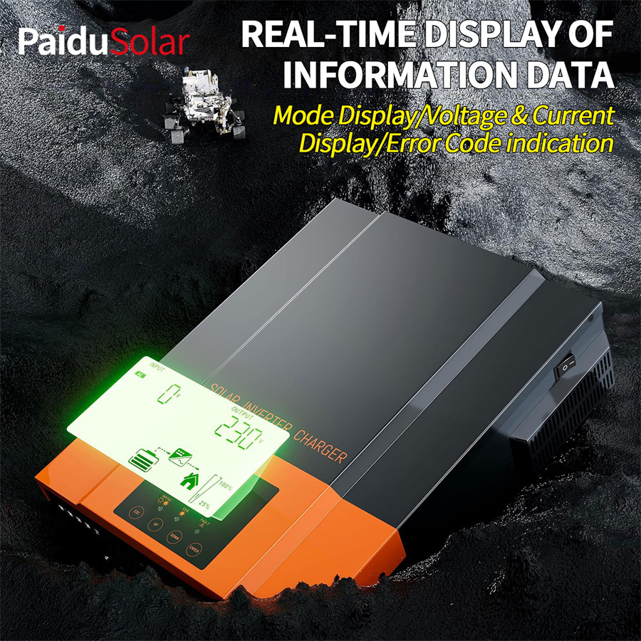 PaiduSolar Solar Hybrid Inverter 3200W ከ24V ሊድ አሲድ እና ሊቲየም ባትሪ የፀሐይ ኃይል_72ቪፒ ጋር መስራት