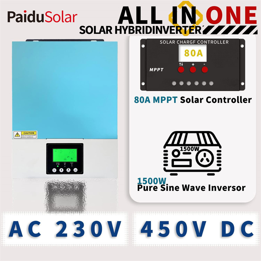 PaiduSolar 1500W Solar Hybrid Inverter 12V AC230V Inver Sine Wave Inversor 80A MPPT Imirasire y'izuba_5kdy