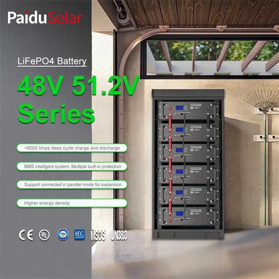 PaiduSolar 48V 200Ah LiFePO4 ریک نصب شوی بیټرۍ 01gff