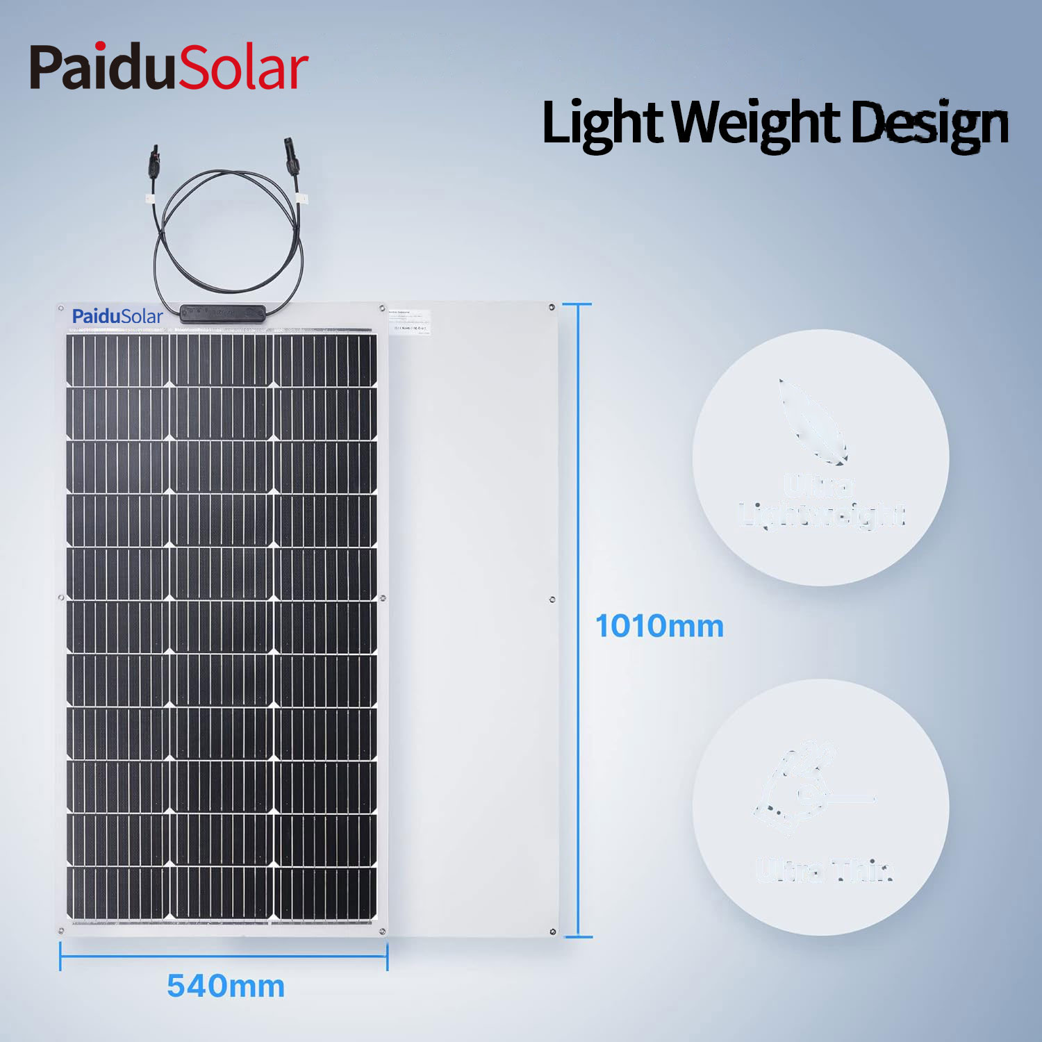 PaiduSolar 100W 12V व्होल्ट सेमी-लवचिक सौर पॅनेल मरीन RV ट्रेलर बोट केबिन व्हॅन कारसाठी