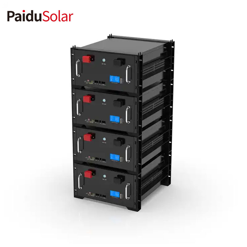 PaiduSolar Pin gia đình 20kwh 48v 400ah LiFePO4 Tủ lưu trữ năng lượng gắn trên giá