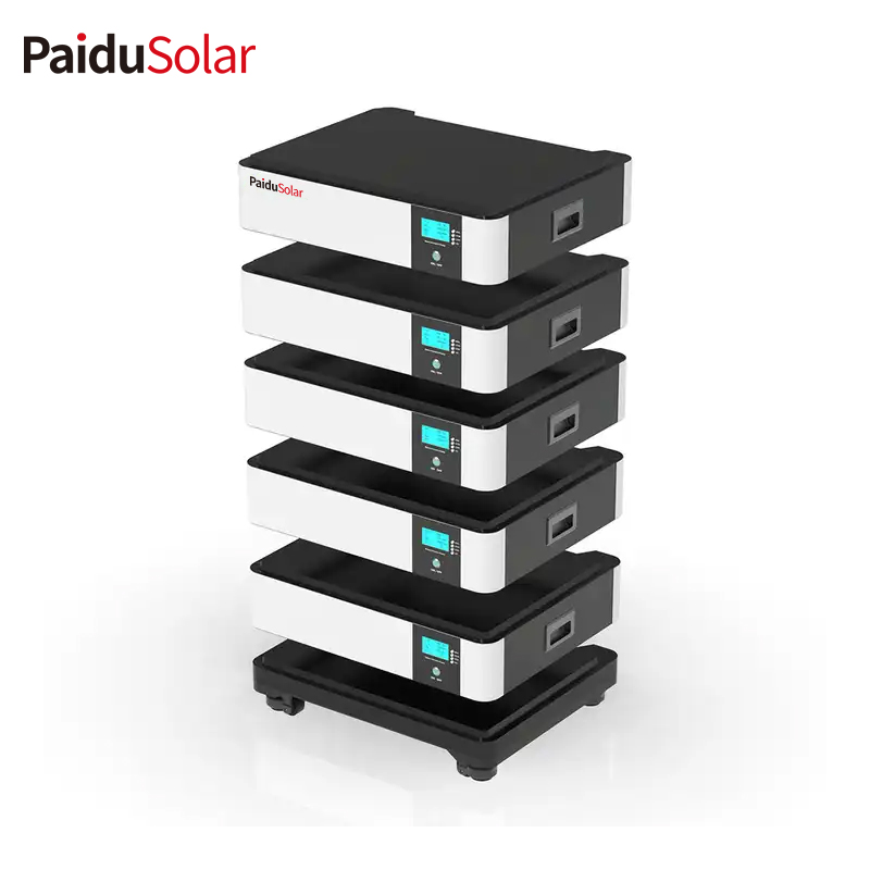 PaiduSolar được gắn trên giá cho hệ thống năng lượng mặt trời gia đình Bộ pin lithium 48V LiFePo4 200ah 51.2v