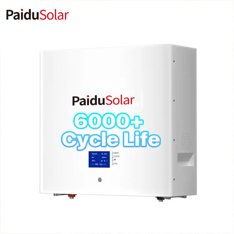 PaiduSolar LiFePO4 लिथियम बैटरी दीवार पर स्थापित 48v 200ah 10kwh होम पावर स्टोरेज सौर ऊर्जा प्रणाली
