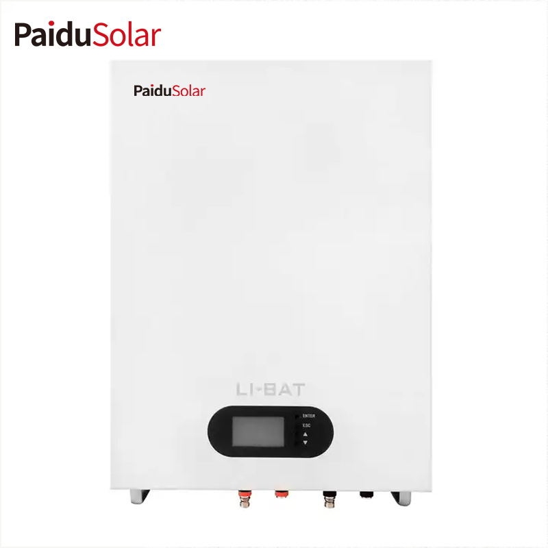 PaiduSolar 48V LiFePO4 पावर वाल माउन्ट गरिएको 200ah 10kwh सौर्य ब्याट्री गृह ऊर्जा भण्डारण प्रणाली