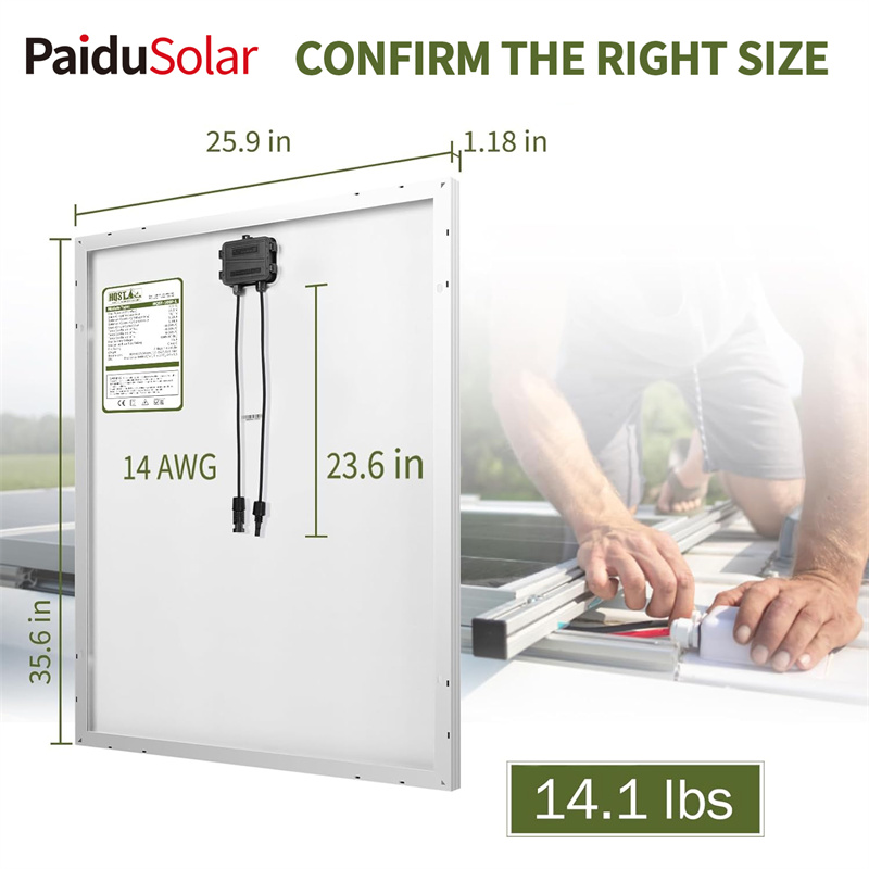PaiduSolar 100 Вт поликристалды 12 В күн панелі модулі PV қуаты аккумуляторды зарядтауға арналған қайық керуені RV