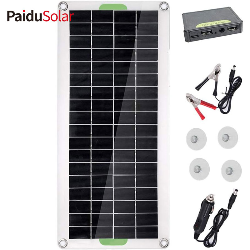 PaiduSolar 30W Polycrestal Solar Panel For Camping Car Traveling Outdoor Emergency Power Accessory