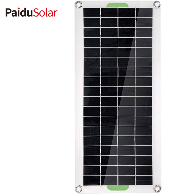 PaiduSolar 30W Painel solar policrestal para acampamento, carro, viagens ao ar livre, acessório de energia de emergência