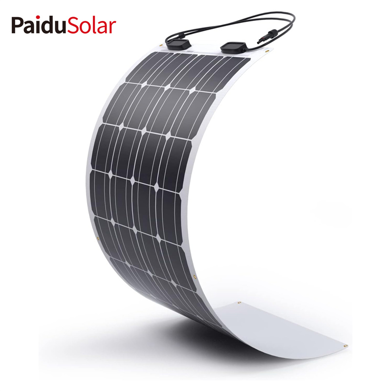 Painel solar PaiduSolar 100W 12V mono cristalino semi-flexível para superfícies irregulares de carro de van de cabine de RV marinho