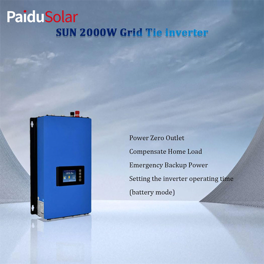 PaiduSolar 2000W Grid Tie Inverter Fais Fab Limiter LCD Zaub DC50-90V Hnub Ci