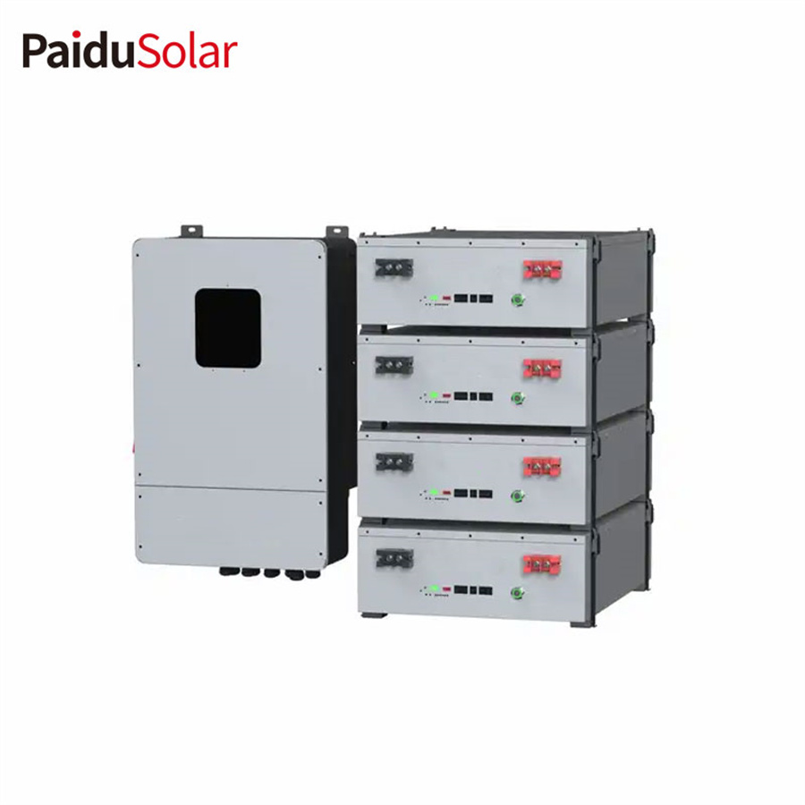 PaiduSolar 48V 100Ah 200ah 300ah 400ah стойкага орнотулган батарея Күн системасы үчүн LiFePO4 батареясы