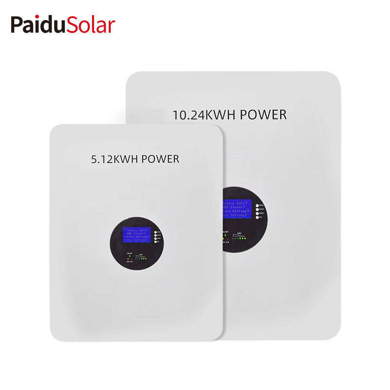 निवासी गृह प्रणालीसाठी PaiduSolar उच्च दर्जाची 48V 51.2V 100ah वॉल माउंटेड बॅटरी
