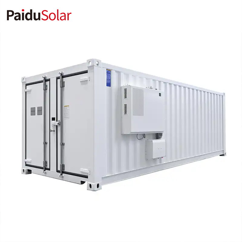 PaiduSolar 2MWh LiFePO4 batareyasi 1MW PCS BESS Quyosh energiyasini saqlash tizimi yuqori kuchlanishli konteyner