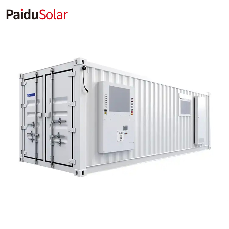 PaiduSolar 2MWh LiFePO4 akkumulátor 1MW DB BESS napenergia tároló rendszer nagyfeszültségű konténer