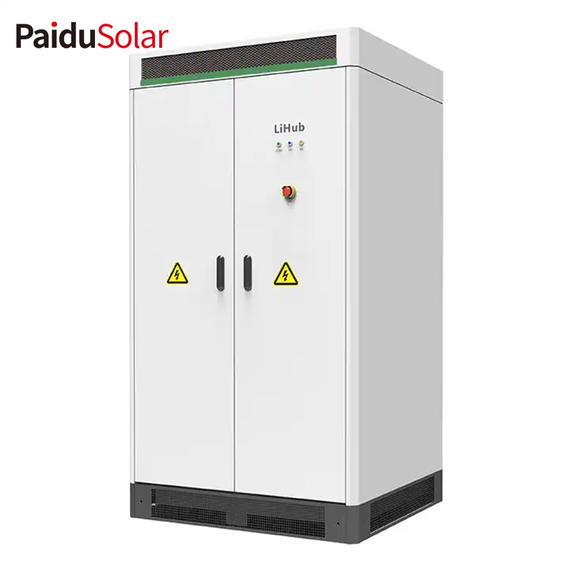 PaiduSolar kültéri ipari kereskedelmi energiatároló rendszer 100kwh 225kwh akkumulátoros energiatároló