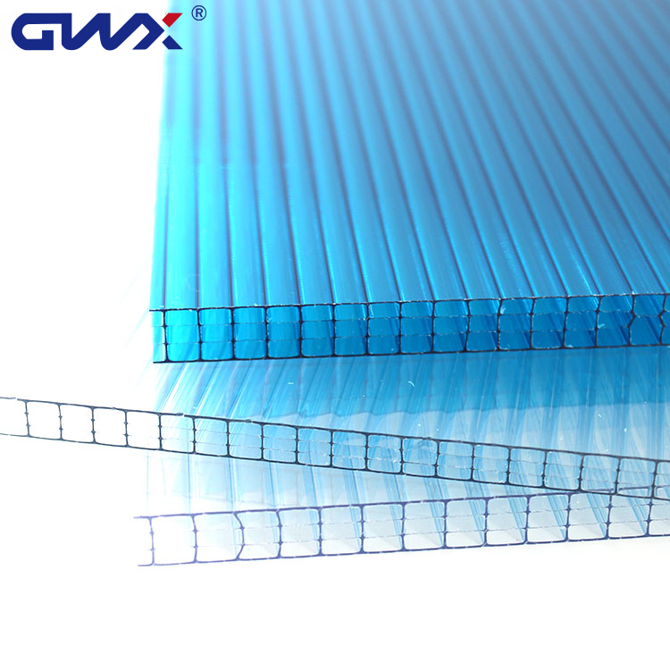 Wholesale 16mm Polycarbonate Sheet Factories UV Coated Polycarbonate Roofing Sheet 4 Wall Hollow