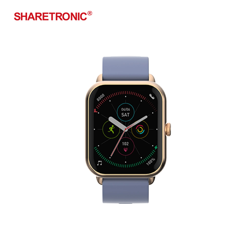 Sharetronic Fashion 1.91 TFT Bluetooth appelant la fréquence cardiaque, la pression artérielle, le sommeil, le sport, la forme physique, montre intelligente pour Android iOS