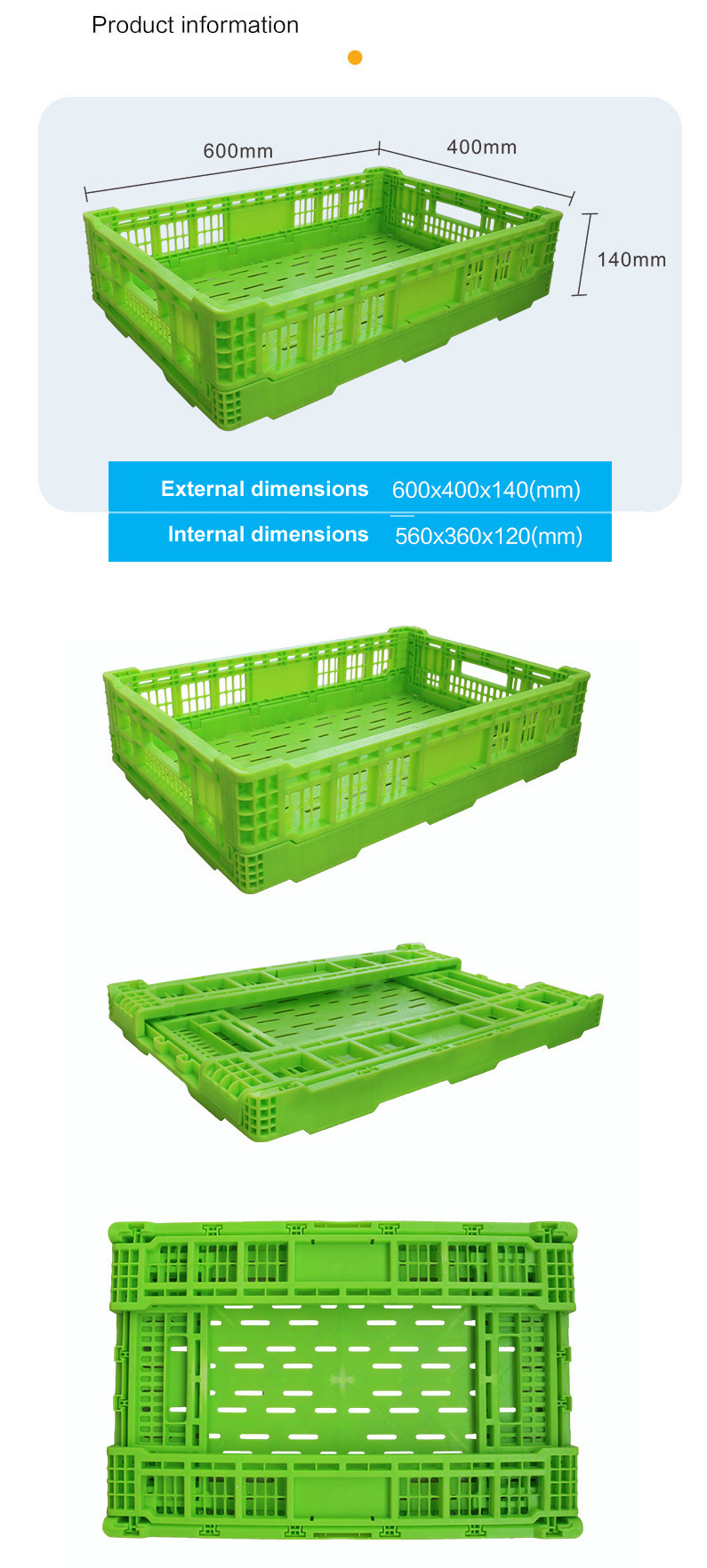 Foldable Plastic Crates size (2)bes