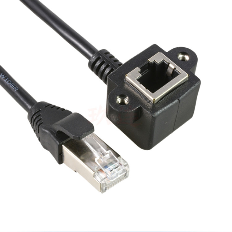 RJ45 male to female right-angled interface network extension cable