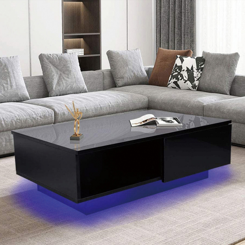 Coffee Table with Decoration Light and Drawer