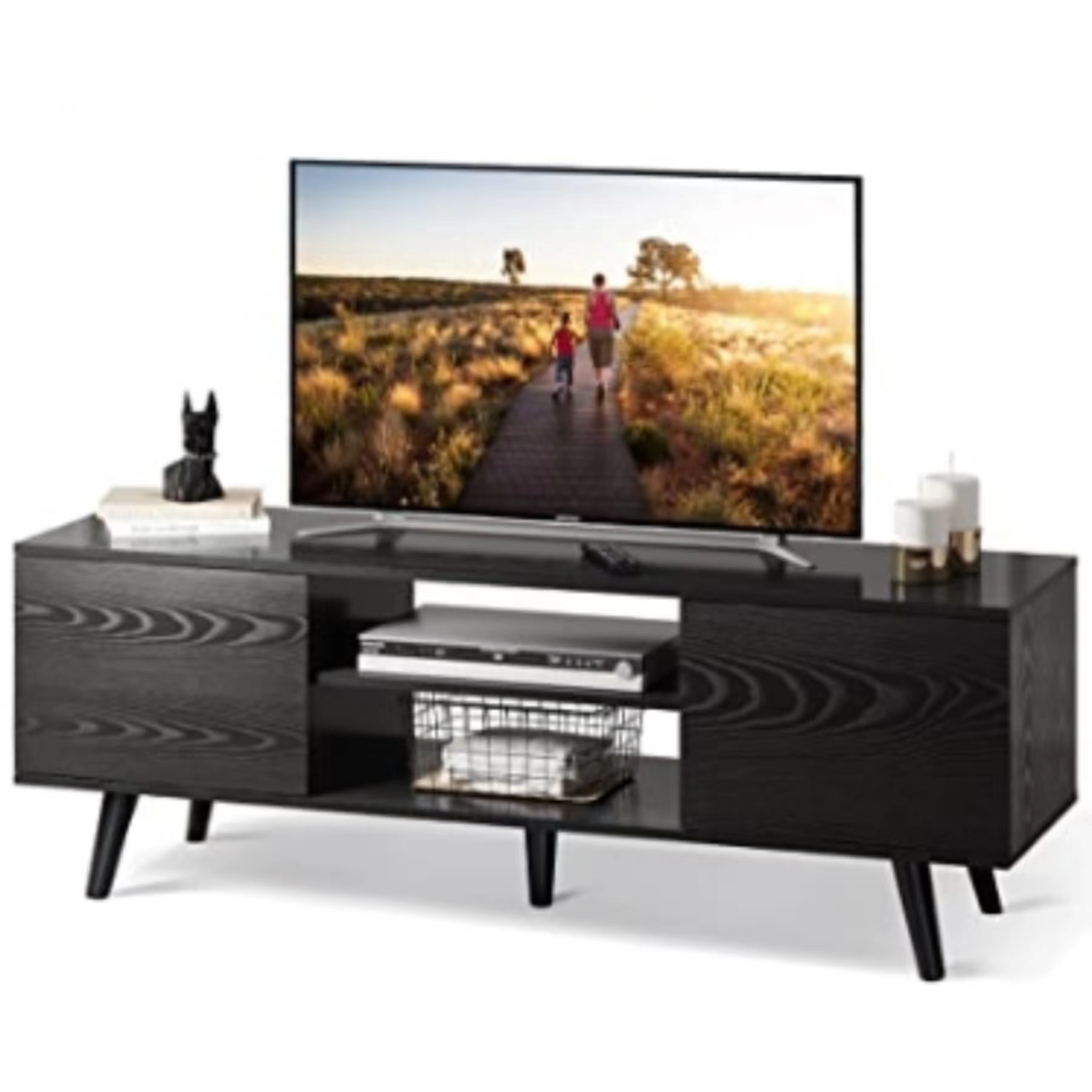 Particleboard TV Cabinet With Adjustable Three Shelves Living Room Furniture