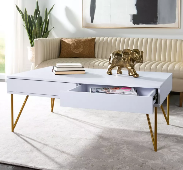 Coffee tables with alloy legs and drawer