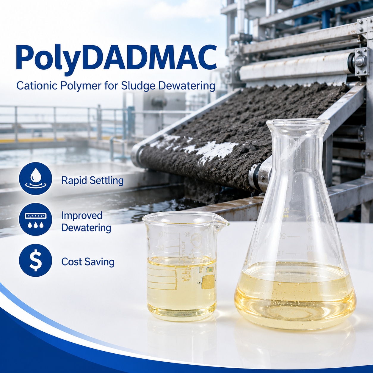 PDADMAC 40%液体调节剂，用于带式压滤机污泥脱水