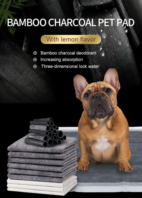 Almohadilla de entrenamiento para mascotas de carbón de bambú de súper absorbencia, precio de fábrica, muestra gratuita desechable, almohadilla para orinar para entrenamiento de perros