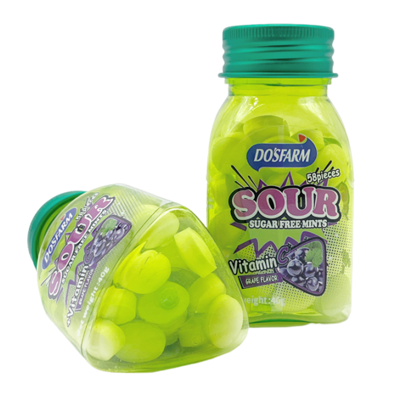 Grape Flavor Sour Sugar Free Mints Candy add Vitamin C Customized OEM Manufacturer