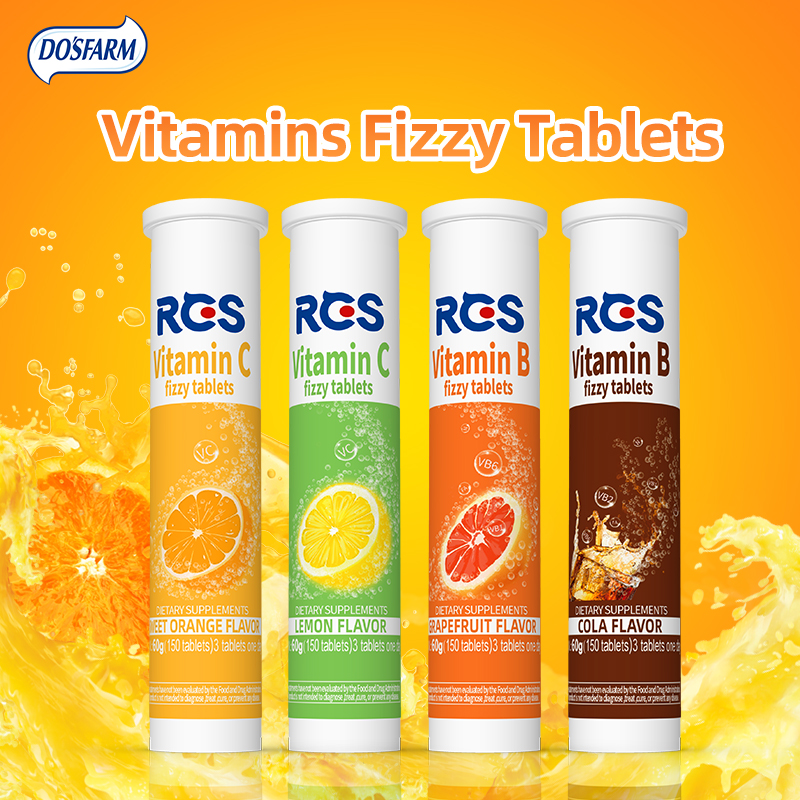 DOSFARM Customized Health Supplements Vitamin C Vitamin B Fizzy Tablet VB Tablets Effervescent Tablets Manufacturer