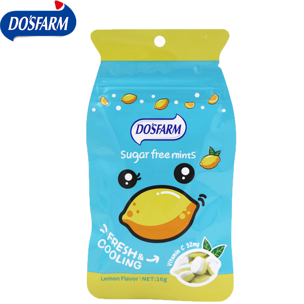 Sac adapté aux besoins du client emballant la sucrerie libre de menthes de sucre de citron de la vitamine C 16g