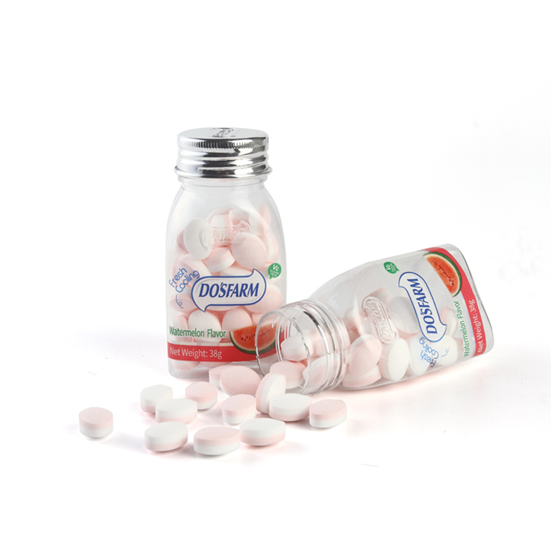Fábrica de doces balas OEM vitamina C sabor melancia balas saudáveis ​​sem açúcar marca própria