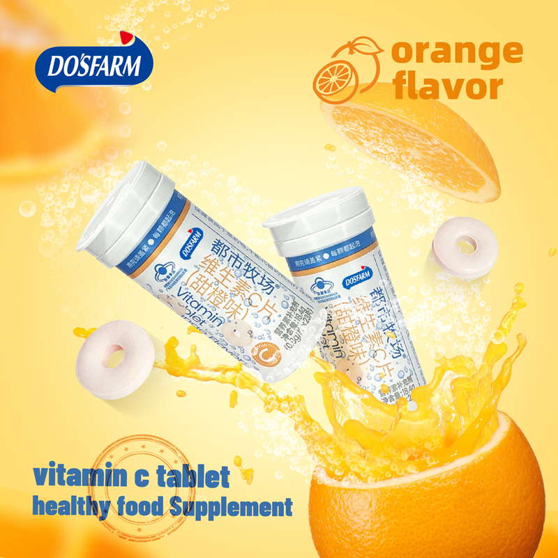 Nahrungsergänzungs Hiersteller OEM Orange Aromen Vitamin C Tabletten Fizzy Goût Ernährung gesond Iessen