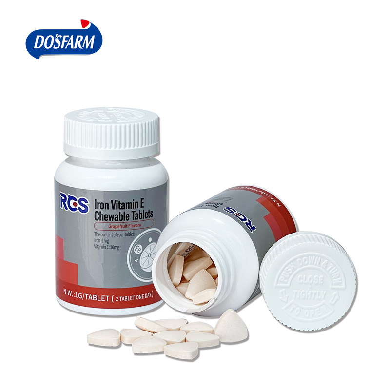 Iron Vitamin E Tableta përtypëse Suplemente Mjekësore Shërbimi i personalizuar OEM&ODM për shitës me shumicë