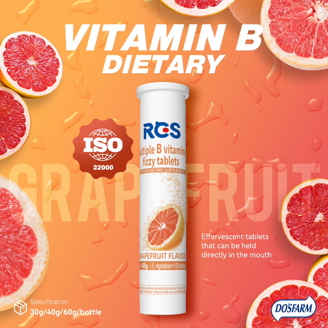 DOSFARM OEM Vitamin B Fizzy Tablet Grapefruit Flavor Tablets VB Tab...