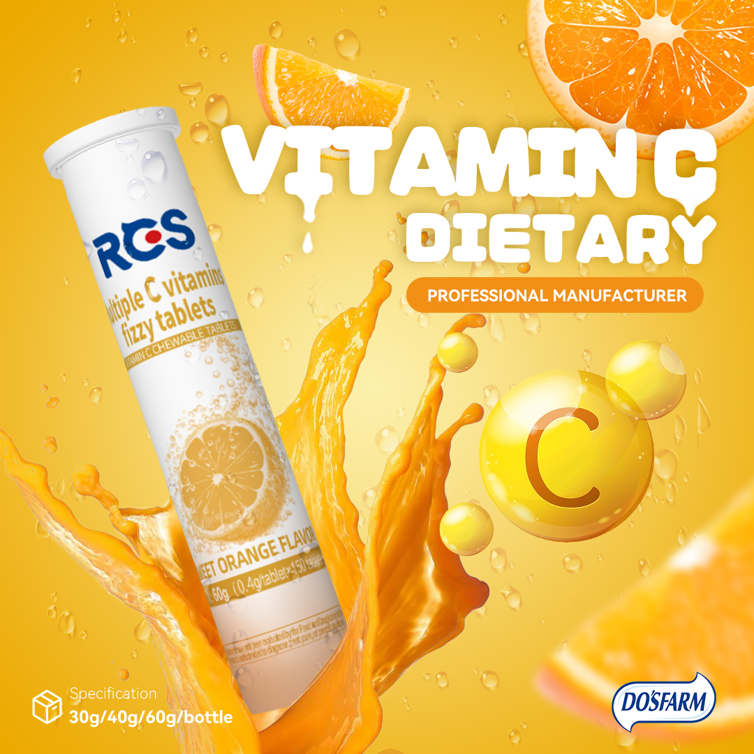 DOSFARM a personnalisé des comprimés Healthy Candy VC à saveur d'orange, fabricant de compléments alimentaires