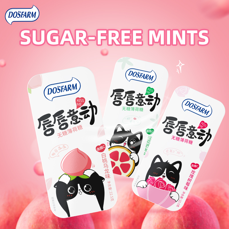 Dosfarm OEM Sugar Free Mints Candy Vitamina C respiração fresca de embalagem bonito para distribuidores