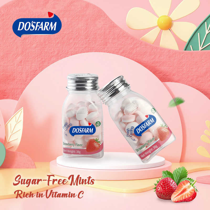 DOSFARM maßgeschneiderte zuckerfreie Pfefferminzbonbons mit verschiedenen Geschmacksrichtungen, Hersteller von Vitamin-C-Pfefferminzbonbons