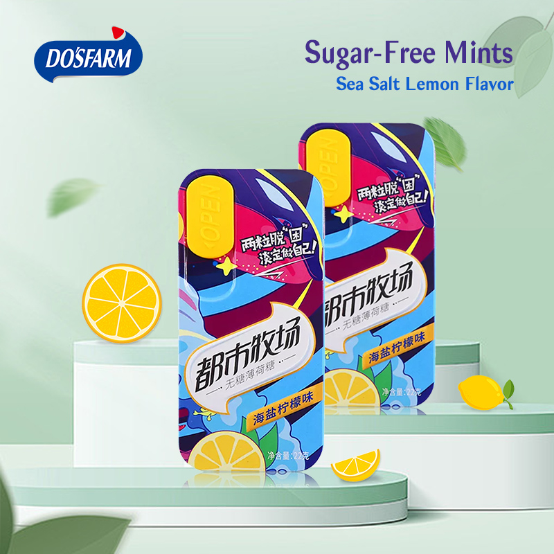 DOSFARM Private Label Sea ​​Salt Lemon Flavor Natural Sugar-free Mint Candy 22g For Distributor