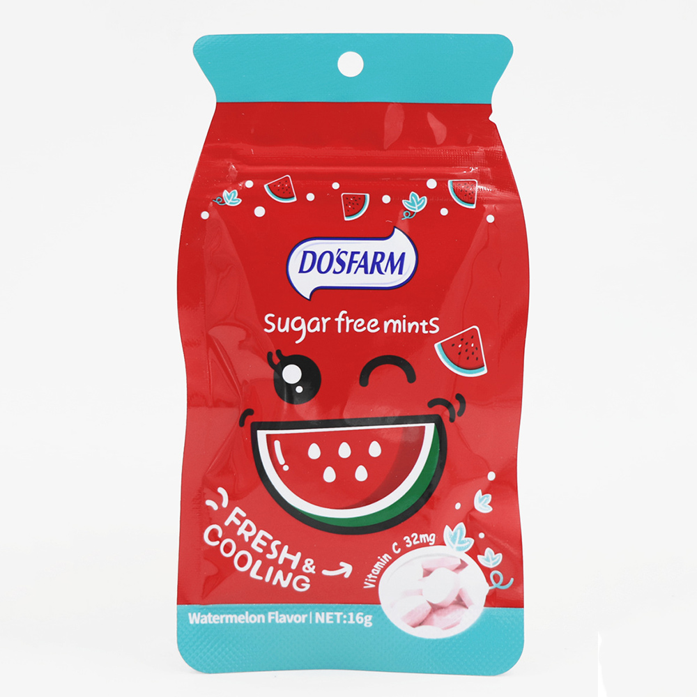 DOSFARM OEM Healthy Fresh Breath Sugar Free Candy Mints With Watermelon Flavors 16g For Wholesale